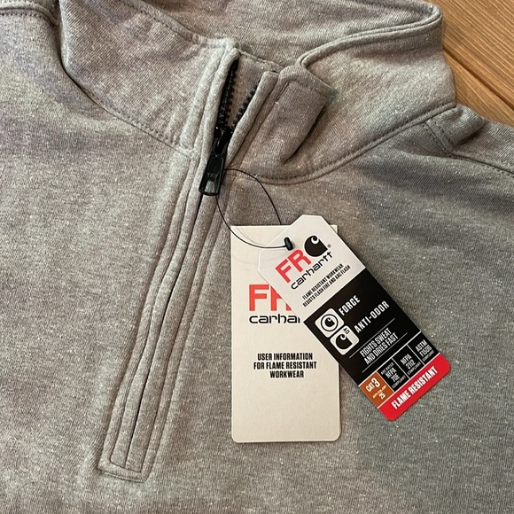 Flame Resistant Carhartt - Loose Fit Midweight Mock Neck Sweatshirt Heather Grey - Picture 10 of 14